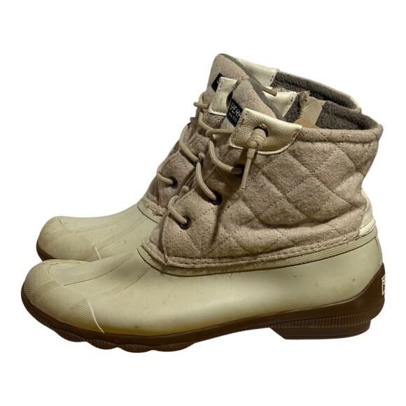 Sperry Saltwater Duck Boots Wool Quilted Beige Waterproof Women's 9.5M STS82538 - Picture 4 of 8